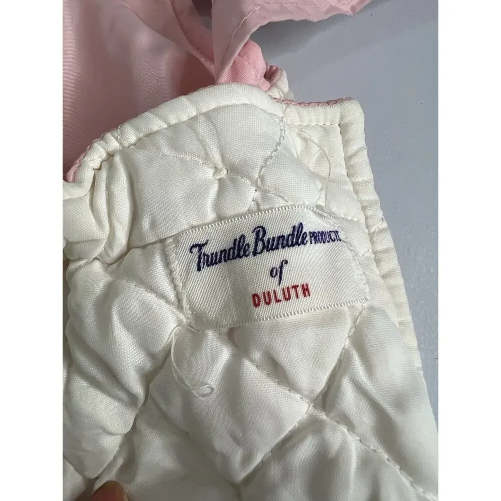 Vintage Snowsuit Quilted Pram Trundle Bundle Pink Removable Booties